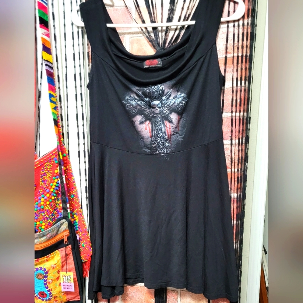 Spiral Direct London size medium off shoulder sleeveless top. Skull cross